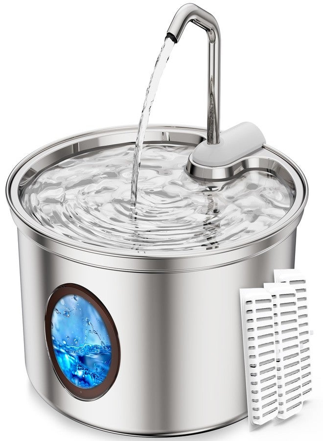 tomxcute Cat Water Fountain Stainless Steel - 108oz/3.2L Large Capacity Cat Fountain for Drinking, Ultra Quiet Metal Pet Water Fountain for Cats, Small Dogs, Multiple Pets - Image 1