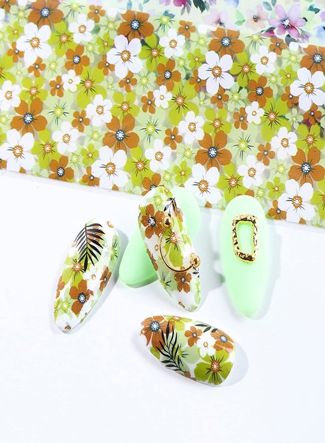 TBRZTR Flowers Nail Foil Transfer Stickers Nail Art Supplies, 10 Flowers Patterns Nail Foils Designs Daisy Floral Nail Art Decals for Acrylic Nails Polish Supplies DIY Fingernail Charms Blossom Decorations - Image 3