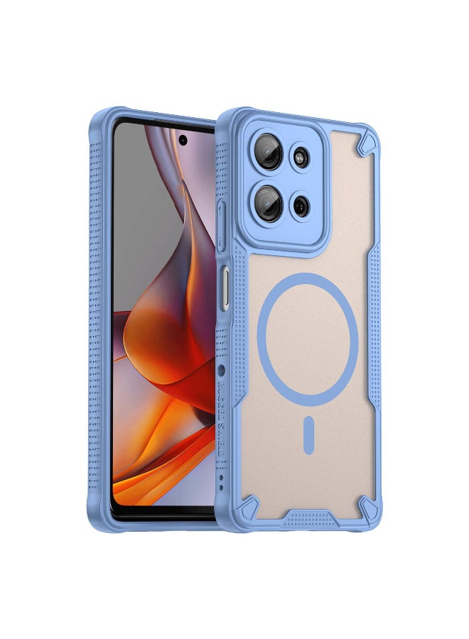 Cover For Motorola Moto G75 5G Armor Glaze Magnetic Phone Case Raised edges around the screen and camera lens help prevent scratches - Blue - Image 1