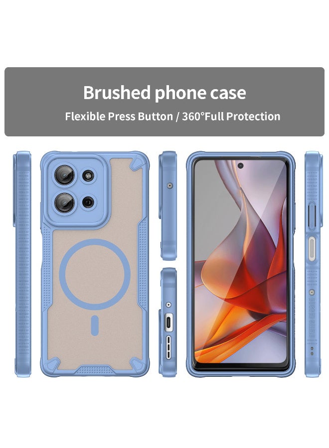 Cover For Motorola Moto G75 5G Armor Glaze Magnetic Phone Case Raised edges around the screen and camera lens help prevent scratches - Blue - Image 2