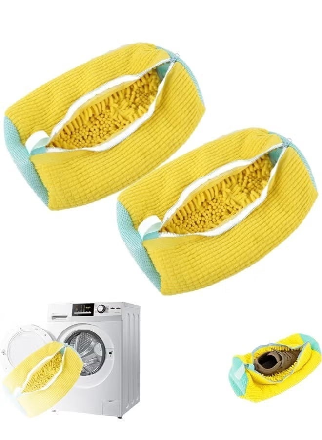 2PCS Shoe Washing Bag for Washing Machine, Laundry Shoe Bag For Washer And Dryer, Reusable Shoe Washing Bag for All Shoe Types And Sizes (Yellow) - Image 1