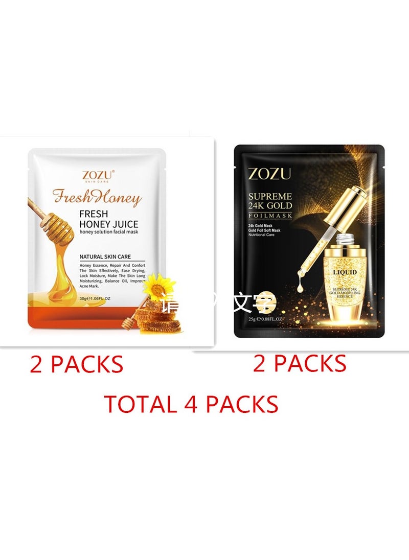 Zozu 4 Packs Skin Care Moisturizing  Face Sheet Mask  - Image 1