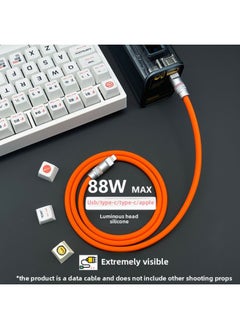 Luminous Super Soft Silicone Data Cable For Apple For Iphone15 For Huawei For Xiaomi Mobile Phone Super Fast Charging Wholesale-Color:1 M USB To For Iphone 12W-Model:Red (luminous Head)