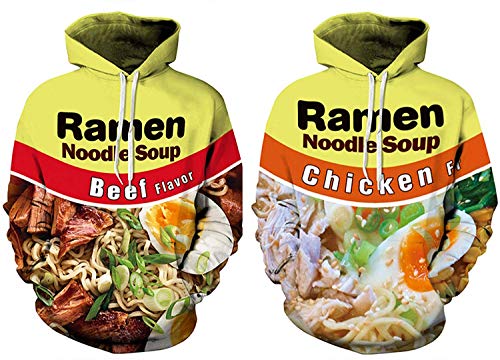 Keasmto 3D Ramen Chicken Noodle Soup Hoodies Sweatshirts for Men Women Cotton Cute Large - Image 3