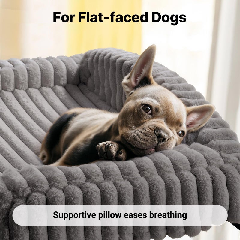 Veehoo Elevated Dog Bed with Bolster Cushion, Fluffy Plush Dog Couch Beds for Small Dogs, Cats, Washable Raised Pet Cot with Non-Slip Feet for Indoor or Patios Use, 30 x 20 Inches, Grey - Image 5