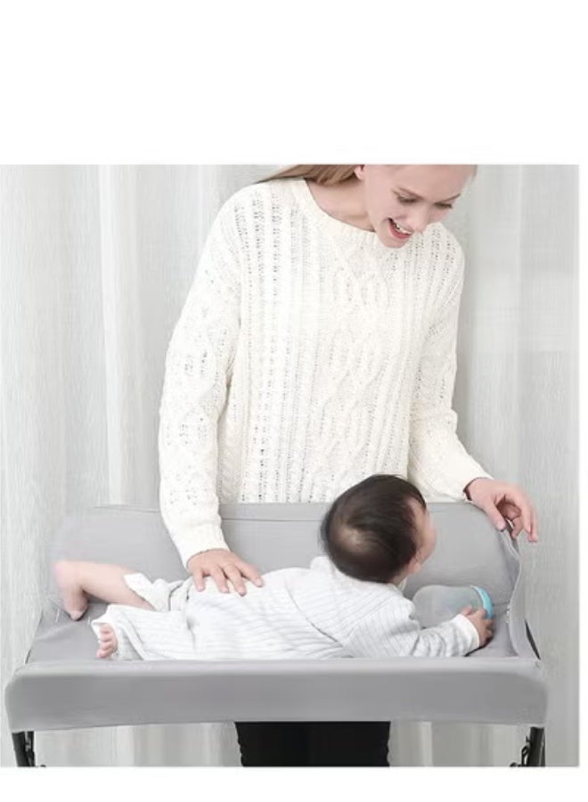 XiuWoo Portable Folding Changing Table with Wheels - Adjustable Height Diaper Station with Safety Strap, Storage Bags & Racks - Mobile Nursery Organizer for Newborn Infant - Image 5
