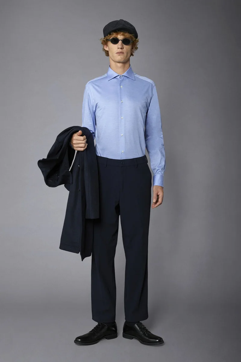 دوبل غانغر Men's chino pants stretch nylon fabric - DK Blue