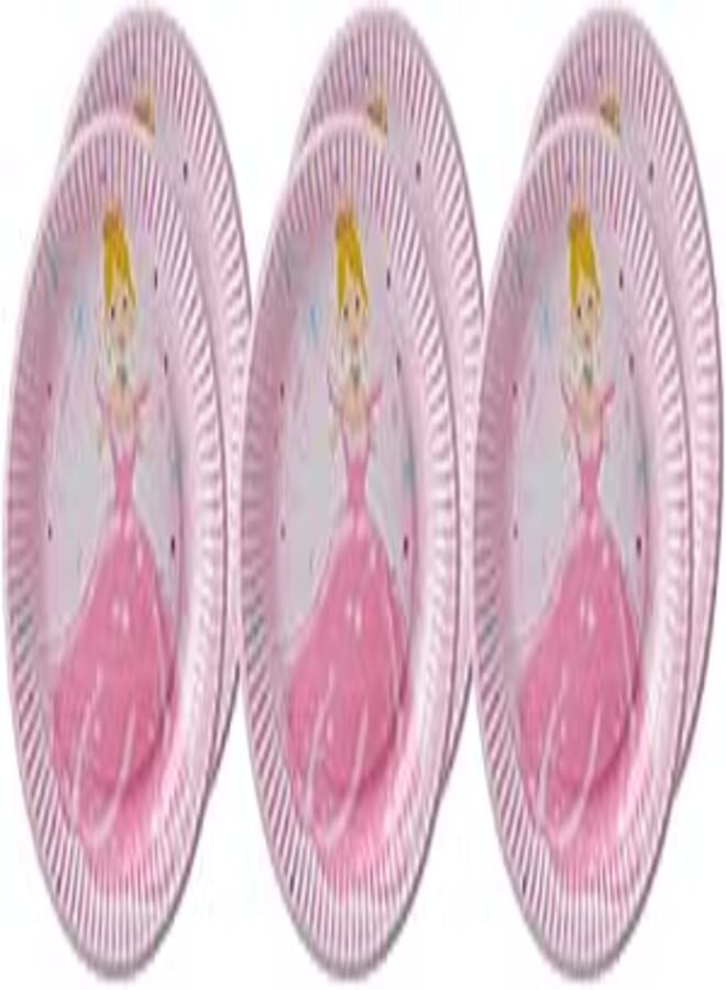 Party Princess Print Paper Party Plates Set 6 Pieces - 7 Inch