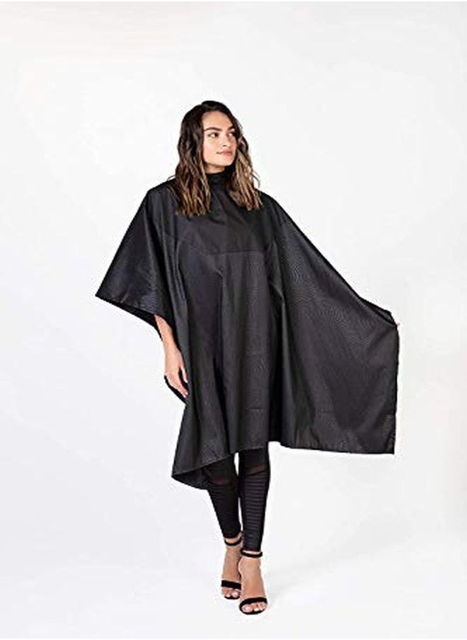 Betty Dain Signature Cosmix Coloring/Styling Cape With Chemicalproof Panel, Lightweight, Chemical Resistant Fabric, Embossed Pattern, Snap Closure At Neck, Generous 54 X 60 Inch Size, Black  - Image 1