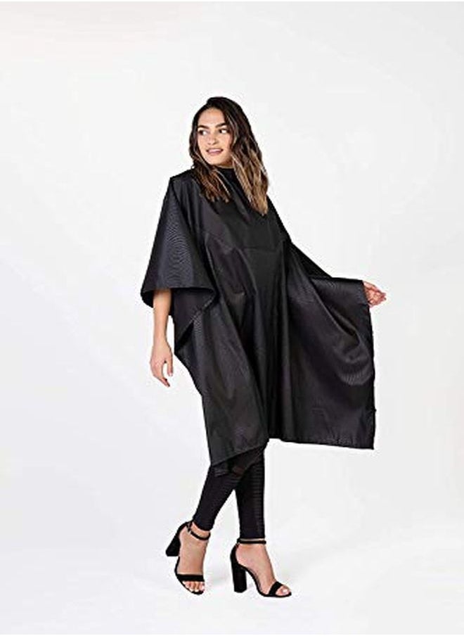 Betty Dain Signature Cosmix Coloring/Styling Cape With Chemicalproof Panel, Lightweight, Chemical Resistant Fabric, Embossed Pattern, Snap Closure At Neck, Generous 54 X 60 Inch Size, Black  - Image 2