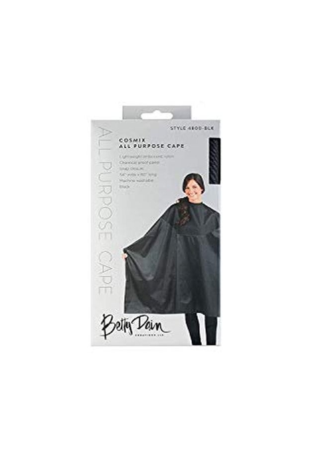 Betty Dain - Signature Cosmix Coloring/Styling Cape With Chemicalproof Panel, Lightweight, Chemical Resistant Fabric, Embossed Pattern, Snap Closure At Neck, Generous 54 X 60 Inch Size, Black - Image 1
