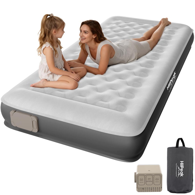 HiiPeak Twin Air Mattress Bed with Removable Multi-Function Air Pump, Self Inflatable TPU ECO Blow Up Bed, All Night Stability No Lost Air, No Peculiar Smell for Camping, Home, Guests Portable Travel - Image 1