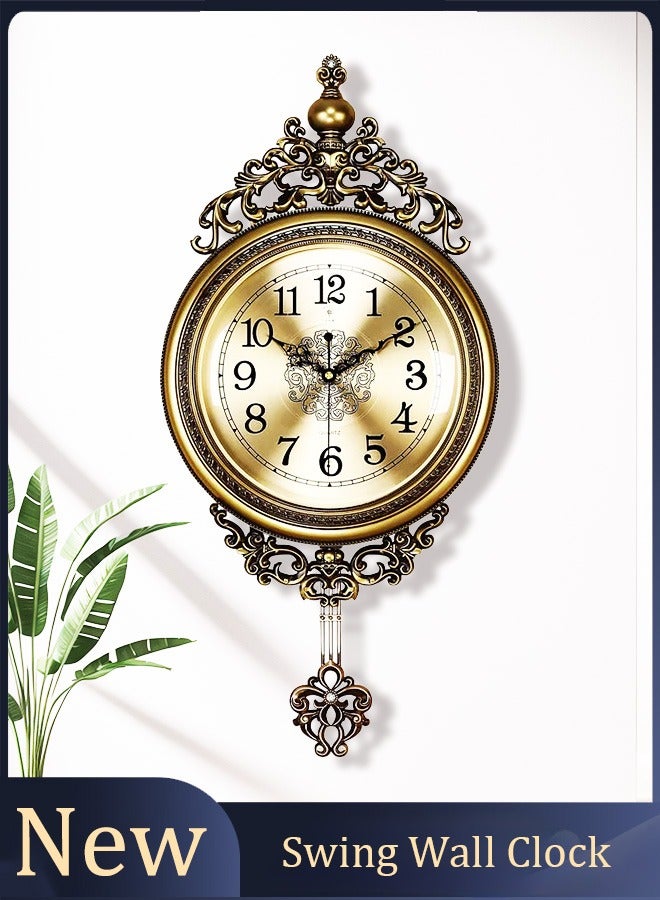 Vintage-style Swaying Wall Clock with European Retro Patterns - Timepiece for Classical Decor
