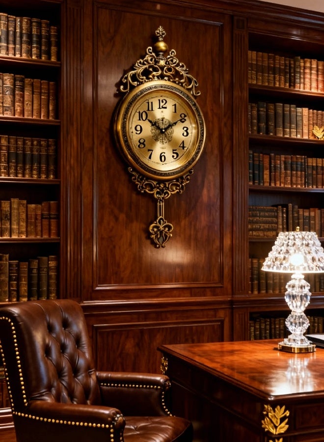Hilyagems European Vintage Wall Clock​ with Silent Swaying Pendulum | Non-Ticking Timepiece for Living Room & Study - Image 5