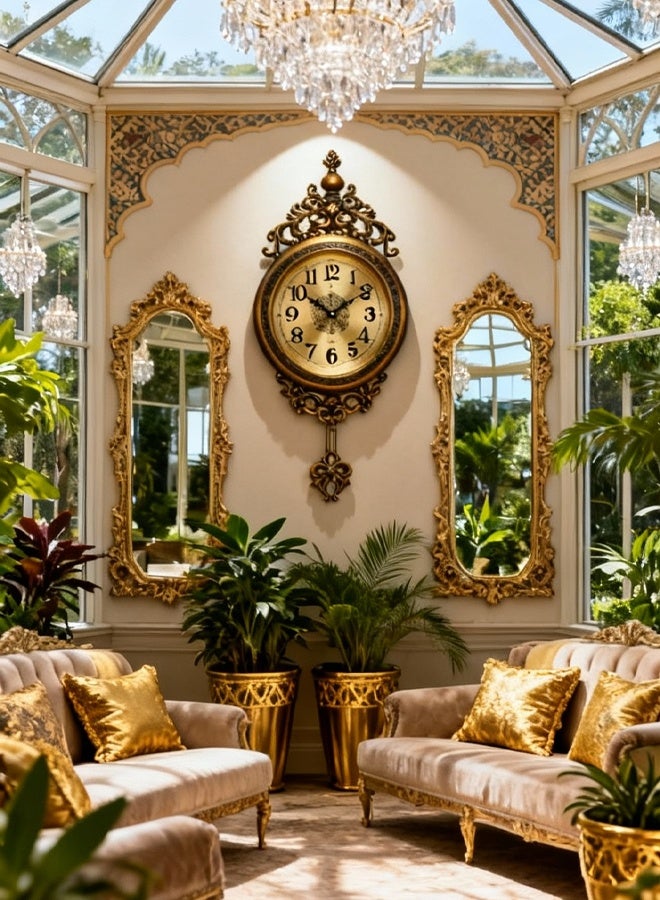 Hilyagems European Vintage Wall Clock​ with Silent Swaying Pendulum | Non-Ticking Timepiece for Living Room & Study - Image 4