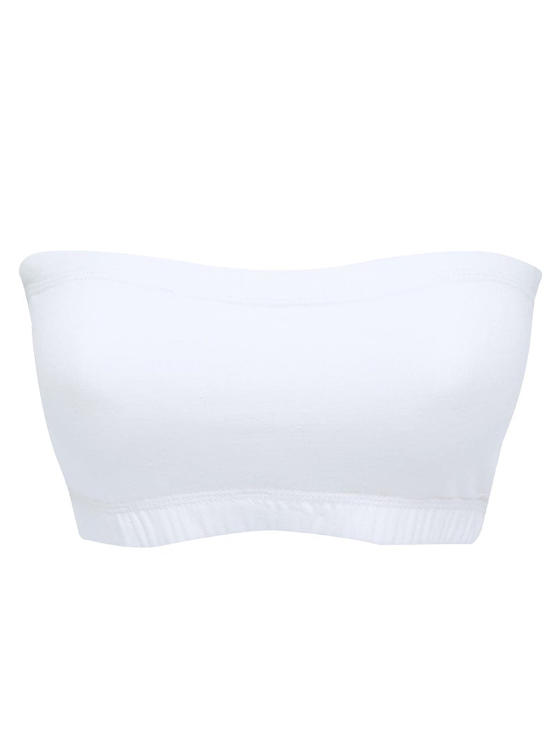 DChica Essentials Slip-on Strapless Bra for Teenager Girls, Beginners Cotton Non-Wired Non-Padded Crop Top Bra with Full Coverage Seamless Gym Stylish Training Bra (Pack of 1) - Image 3