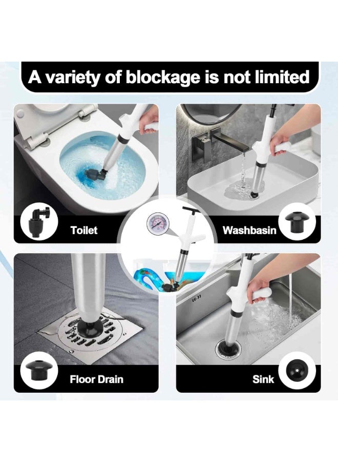 Aideli Toilet Plunger High Pressure Air Drain Blaster Drains Toilet Unclogger Toilet Plunger Heavy Duty Toilet Plunger Clog Remover Plungers for Toilet Unclog Toilet, Bathroom, Floor Drain (Black) - Image 2