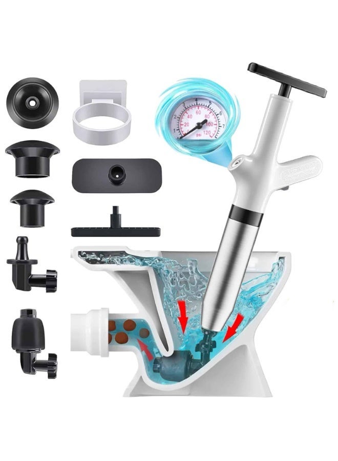 أديلي مكبس مرحاض عالي الضغط مع تقنية الهواء – جهاز تنظيف مجاري المرحاض لإزالة الانسداد، مكبس مرحاض ثقيل، مزيل انسدادات المرحاض، مكابس للمرحاض، إزالة انسداد المرحاض، الحمام، وصرف الأرضيات (أسود) - Image 1