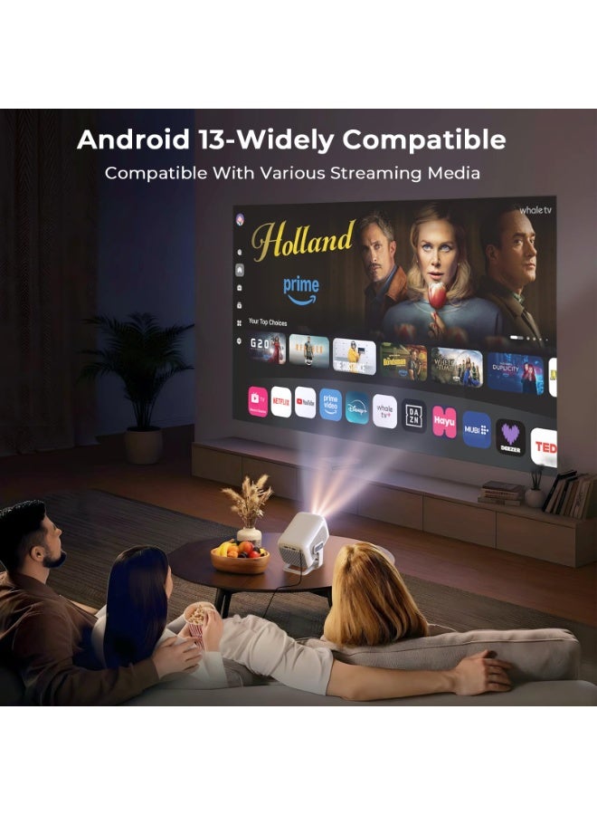 Digisand [Native 1080P FHD/AI Visual Calibration] Smart Projector with Dolby Audio, 600 ANSI 4K Support, AI Auto Focus&Keystone, Android TV OS 10,000+Apps, Mini Portable Projector with WiFi 6 and Bluetooth 5.4 - Image 2