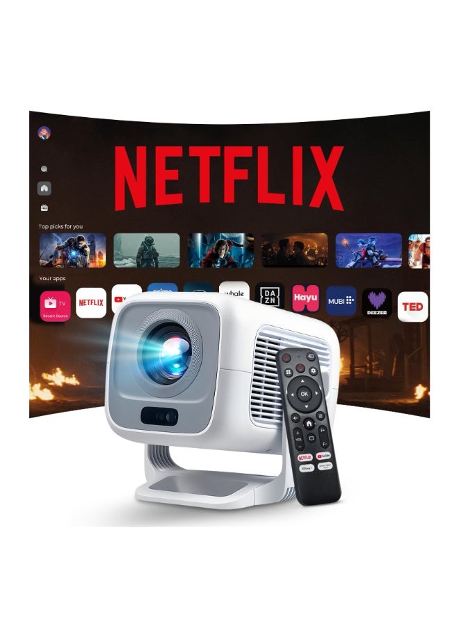 Digisand [Native 1080P FHD/AI Visual Calibration] Smart Projector with Dolby Audio, 600 ANSI 4K Support, AI Auto Focus&Keystone, Android TV OS 10,000+Apps, Mini Portable Projector with WiFi 6 and Bluetooth 5.4 - Image 1