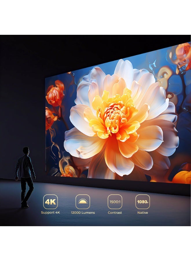 Digisand [Native 1080P FHD/AI Visual Calibration] Smart Projector with Dolby Audio, 600 ANSI 4K Support, AI Auto Focus&Keystone, Android TV OS 10,000+Apps, Mini Portable Projector with WiFi 6 and Bluetooth 5.4 - Image 4