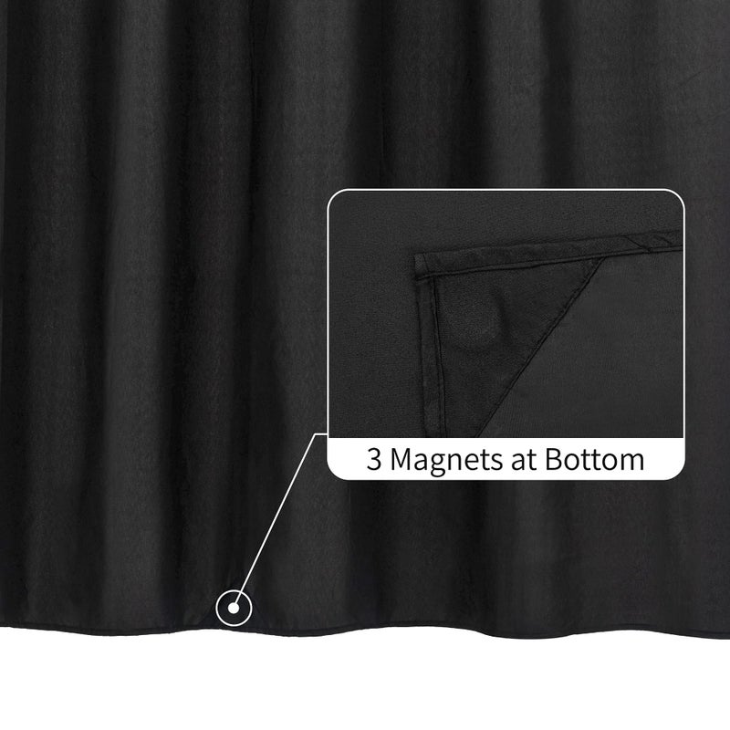 ALYVIA SPRING Waterproof Fabric Shower Curtain Soft Hotel Quality - 3 Magnets at Bottom, Premium Black Shower Curtain Liner for Bathroom, Light-Weight Cloth & Washable - 72x72, Black - Image 2