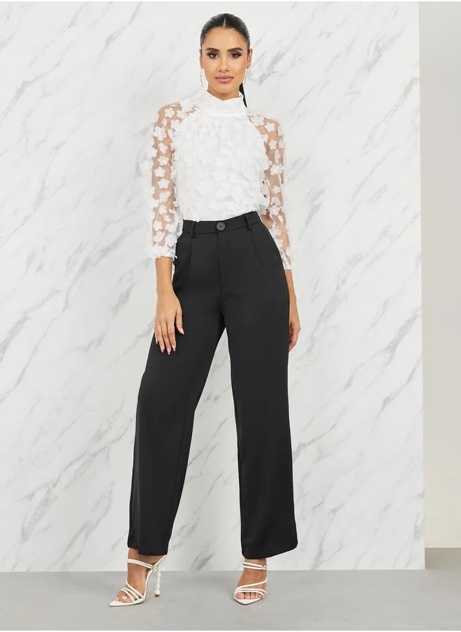 Styli High Rise Flared Tailored Trouser