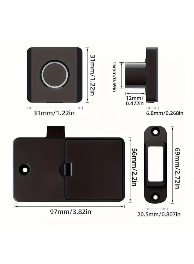 Smart Fingerprint Drawer Lock Square Keyless White Easy Install Wood Cabinet - Image 5