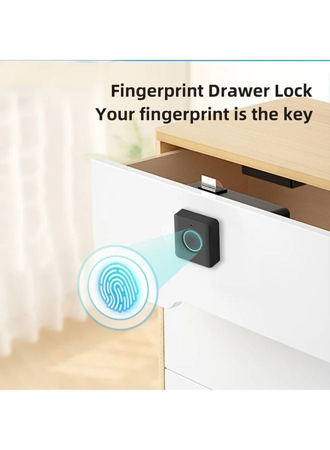 Smart Fingerprint Drawer Lock Square Keyless White Easy Install Wood Cabinet - Image 4