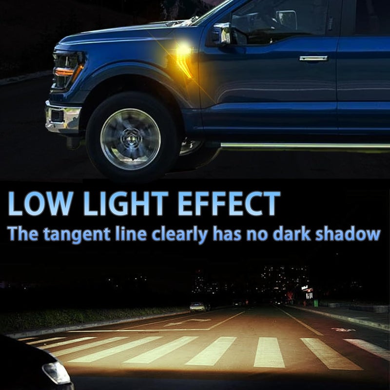 PGTOPONE Smoked Shell Clear Lens Sequential Flash Signal DRL Side Marker Lamp Compatible With Ford F150 Raptor 2020 2021 2022 2023 Pickup Truck Front Fender Edge (Side marker light) - Image 4
