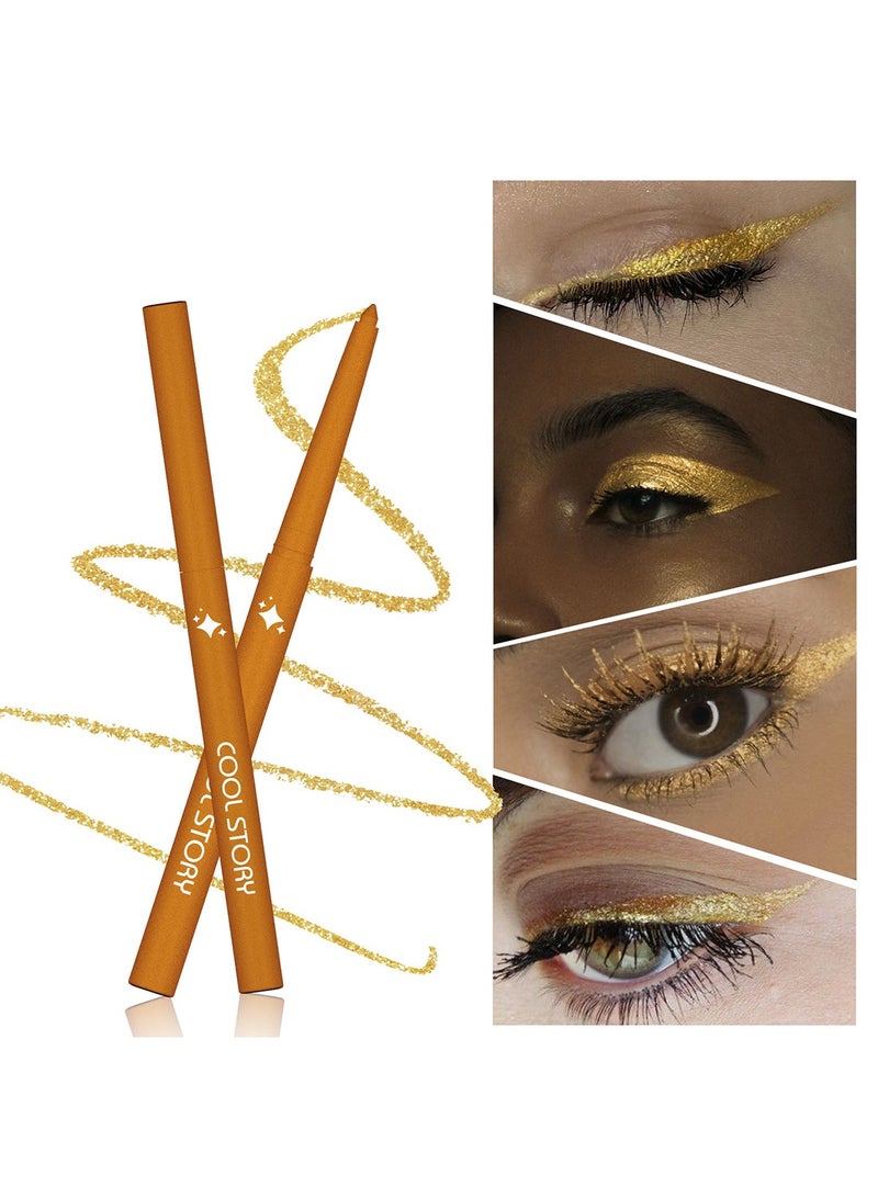 COOL STORY Gel Eyeliner Pencil #02  - Waterproof, Long-lasting, Glitter Gold Khol Pencil Eye Liner - Image 1