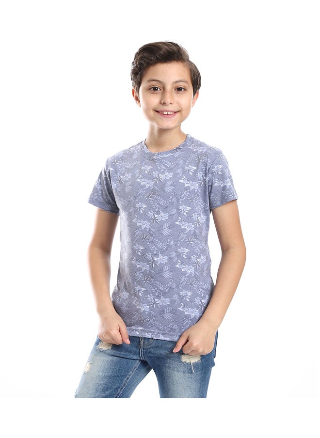 Andora - Cotton Round Neck Short Sleeve T-Shirt For Boy _Grey - Image 1