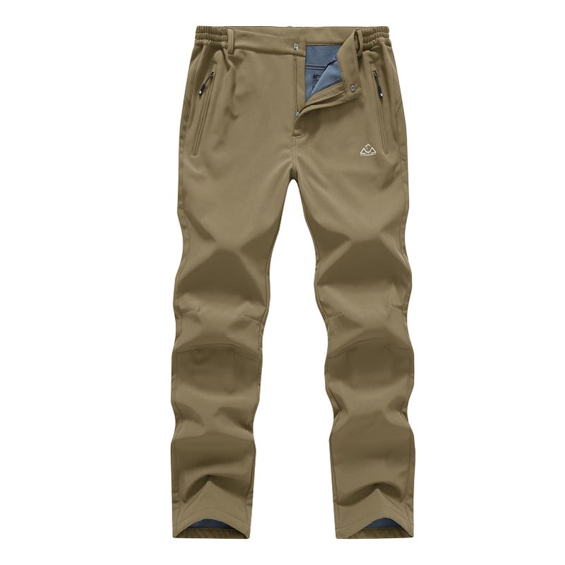 BASUDAM Men's Utility Work Pants Snow Waterproof Softshell Winter Fleece Lined Insulated Outdoor Mountain Khaki 40 - Image 1