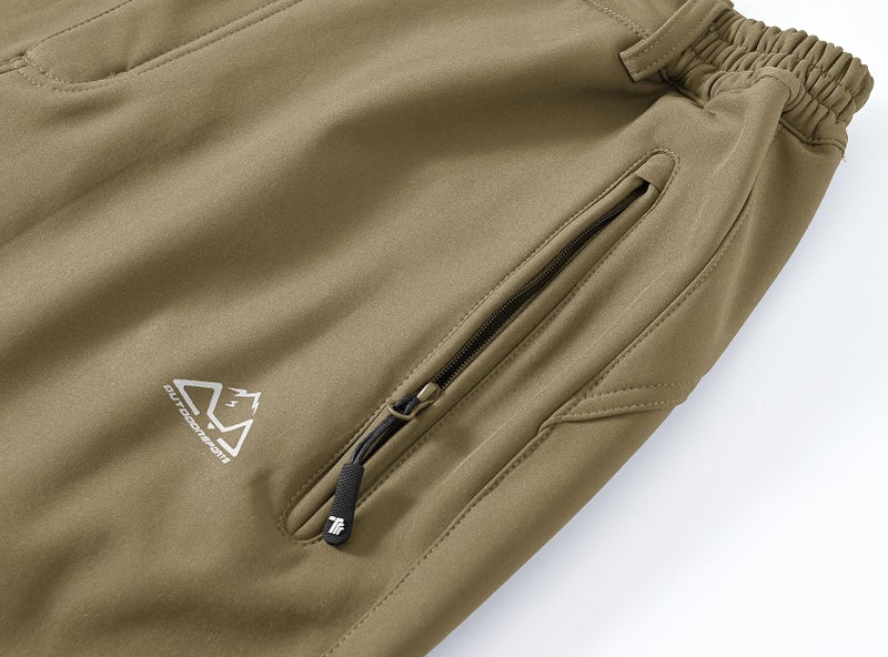 BASUDAM Men's Utility Work Pants Snow Waterproof Softshell Winter Fleece Lined Insulated Outdoor Mountain Khaki 40 - Image 3