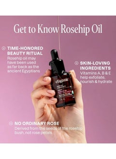 Cliganic Organic Rosehip Oil 4oz / 120ml, 100% Pure, For Skin, Hair and Nails, Certified USDA Organic  - Image 3