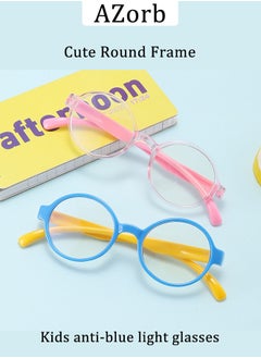 AZorb Kids Blue Light Glasses Boys Girls Round Soft Material Eyeglasses Blue Light Blocking Eye Glasses Light Weight UV Protection Reading Gaming Computer Phone Glasses for 4 to12 Years Yellow  - Image 2