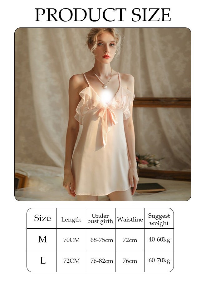 DUNISO Women's Silky Nightgowns Sleeveless V Neck Sleepwear Soft Night Shirt Mini Slip Chemise Short Nightwear for Women Sleep Dress Racerback Pajama Lounge Dresses  - Image 2