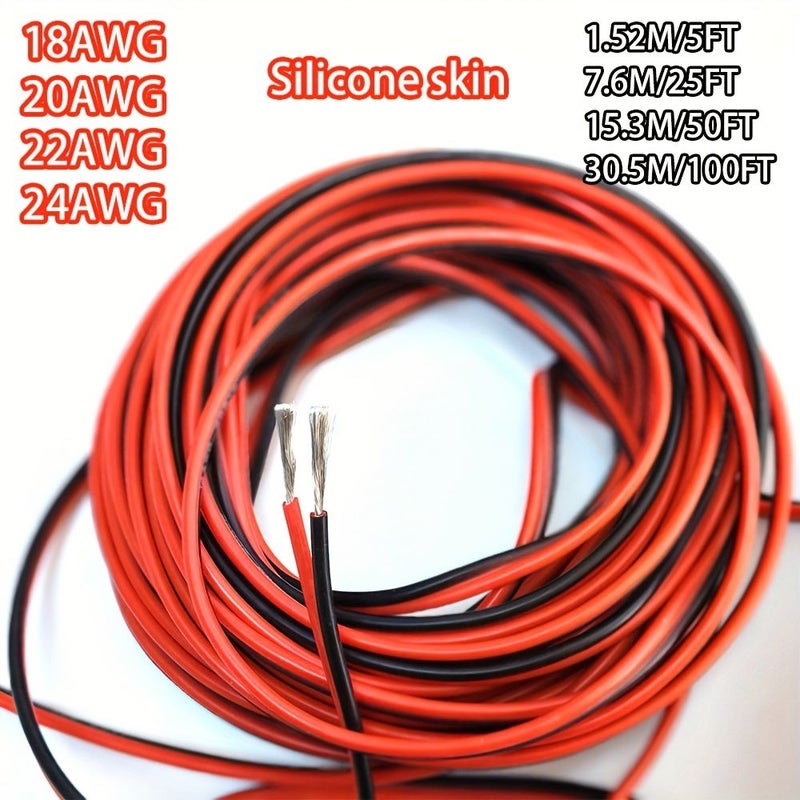 موصل 2 سلك 20AWG 0.5mm² سلك كهربائي منخفض الجهد خط سلك متوازي للاستخدام في الحائط لمكبرات الصوت الاستريو أو المسرح المنزلي للسيارة 1.52 متر 5 أقدام - Image 1