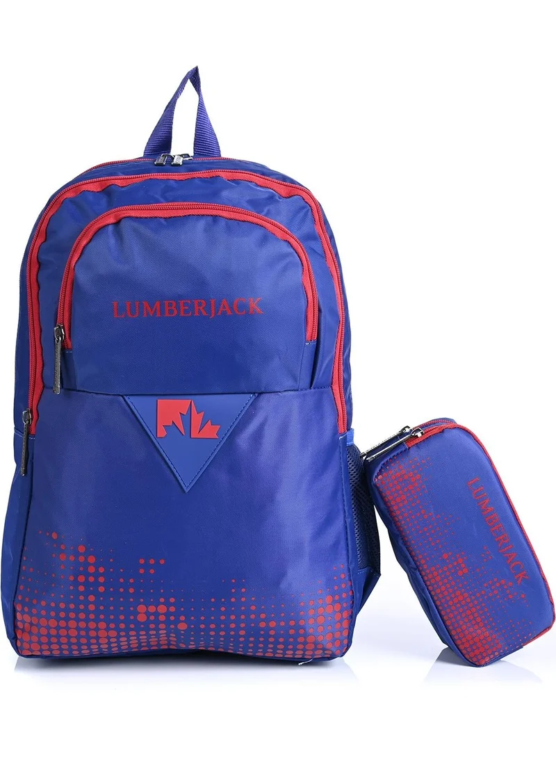 LUMBERJACK 20316 School Backpack Set with Pen Holder Navy Blue-Red