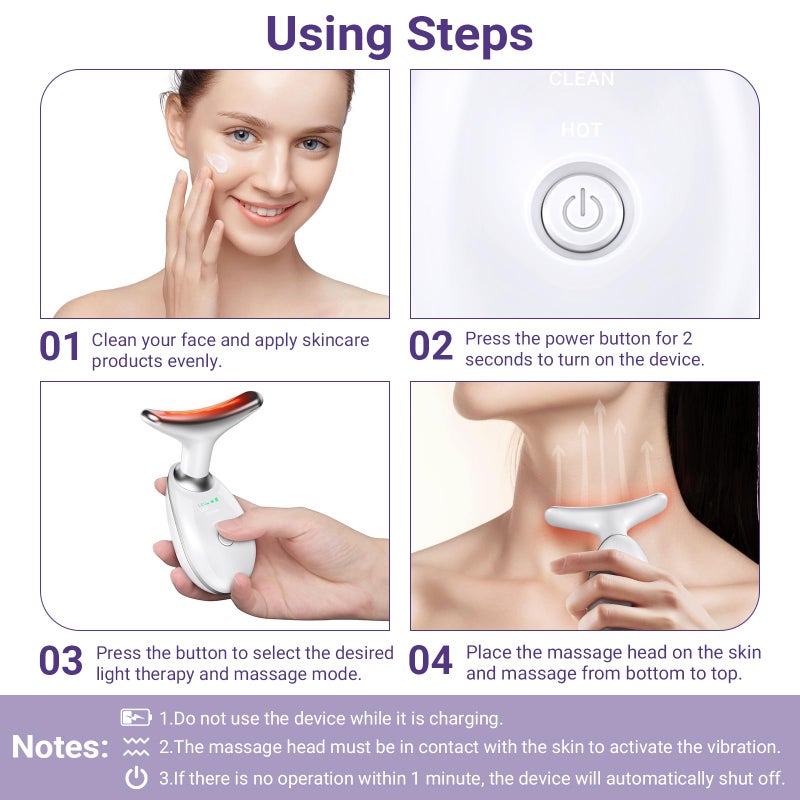 KYOTTANI Neck Face Massager, Face Sculpting Tool, 3 Modes and Vibration for Facial Massager for Double Chin Wrinkle,Daily Home Use - Image 3