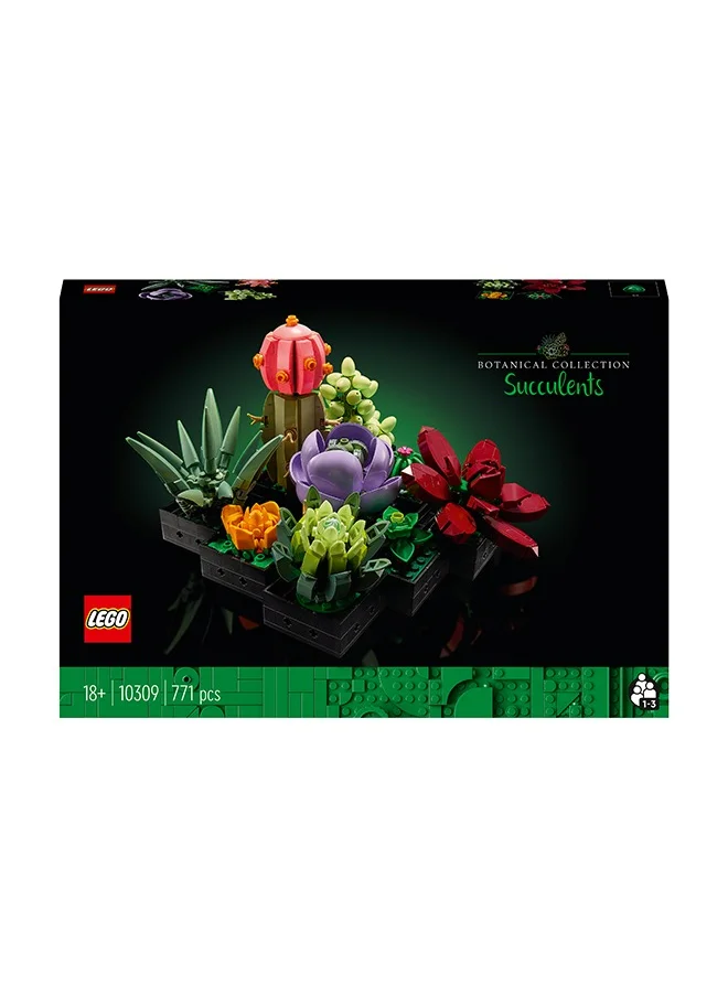 ليغو Botanicals Succulents - Build 9 Small Artificial Plants - Home or Office Desk Décor Set For Adults - Housewarming Gifts for Women & Men - Botanical Collection - 10309 (771 pieces)