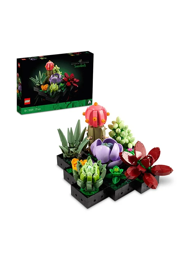 ليغو Botanicals Succulents - Build 9 Small Artificial Plants - Home or Office Desk Décor Set For Adults - Housewarming Gifts for Women & Men - Botanical Collection - 10309 (771 pieces)