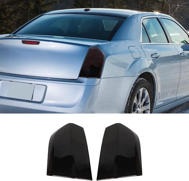 Hoolcar Tail Light Lamp Cover Guard Trim Bezel Frame Decor Exterior Accessories Compatible with 2011-2014 Chrysler 300, Smoked Black - Image 1