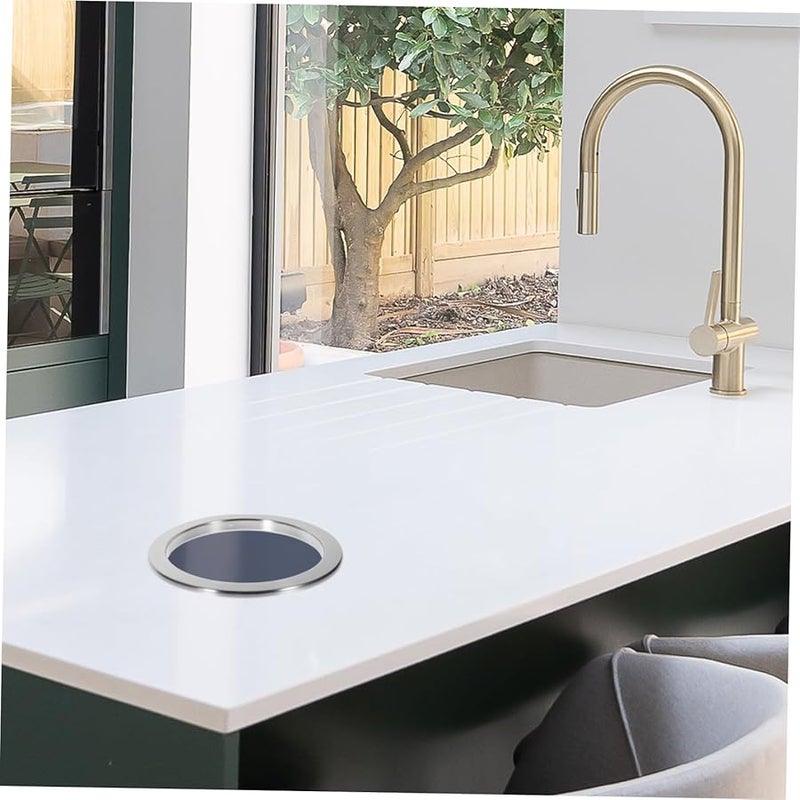 غطاء سطح مضاد للانسكاب ذو فتحة دائرية للنفايات، سهل التنظيف، للتركيب في أسطح المطابخ - Image 5