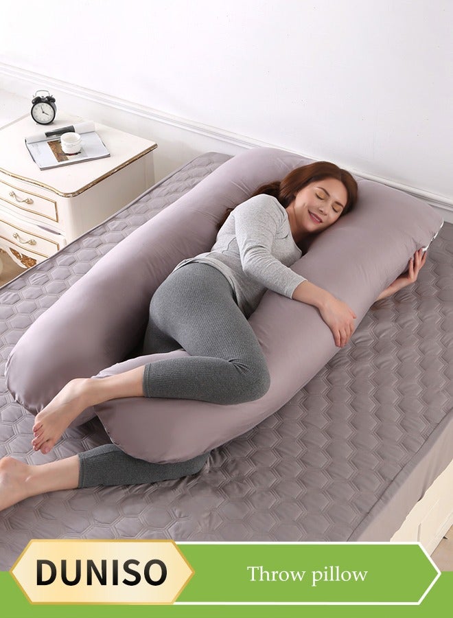DUNISO Pregnancy Pillows for Sleeping,U shaped Maternity Pillow, Body Pillows for Adults,waist protection pillow, Full Body Support Pillow During Pregnancy with Replaceable and Washable Velvet Covered, ,70 * 130cm, gray - Image 1
