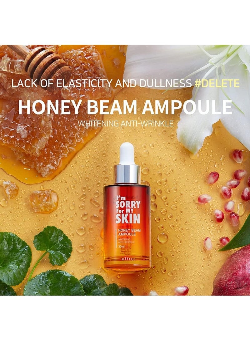 I'm SORRY For MY SKIN - Honey Beam Ampoule Serum 30 ml + 10% Niacinamide+ 4% Tranexamic Acid Serum, Ceramide, Hyaluronic Acid, Vitamin B12 Natural Color, for Sensitive Skin, Korean Glass Skin, Fragrance-free 30 ml - Image 1