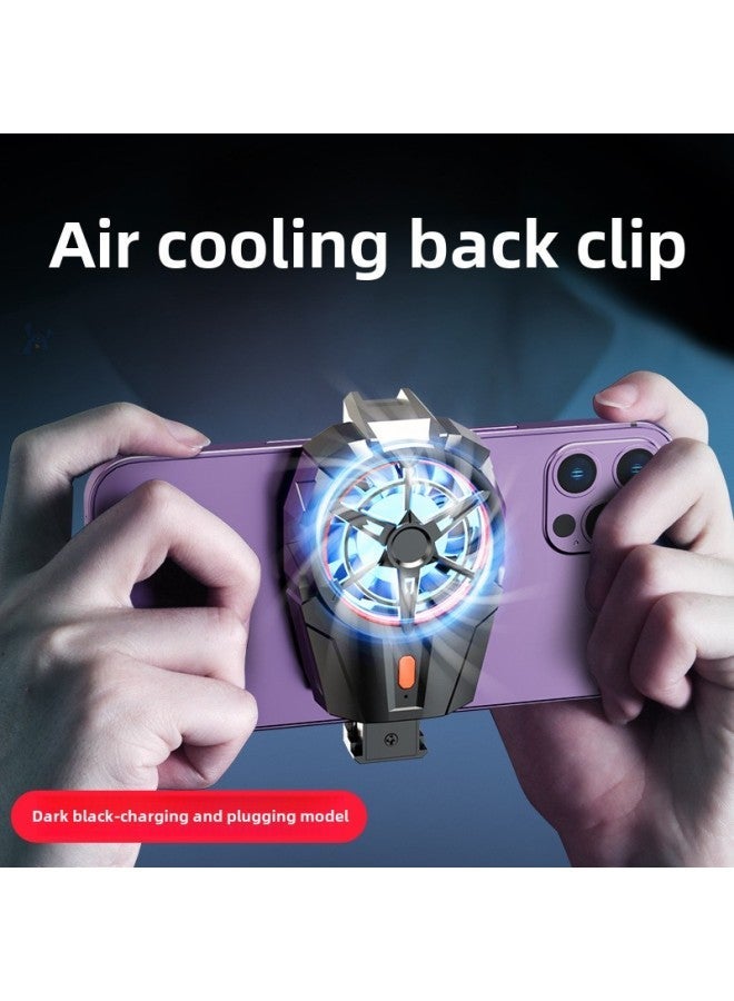 [No Plug-in Cable] Air-cooled Mobile Phone Radiator Is Suitable For Millet Black Shark Charging Back Clip Apple iphone Hua-Color:[charging Model - Black] √ Universal All Phones Hurricane Cooling Three-speed Adjustable Cool Blue Light + Finger Cot  - Image 1
