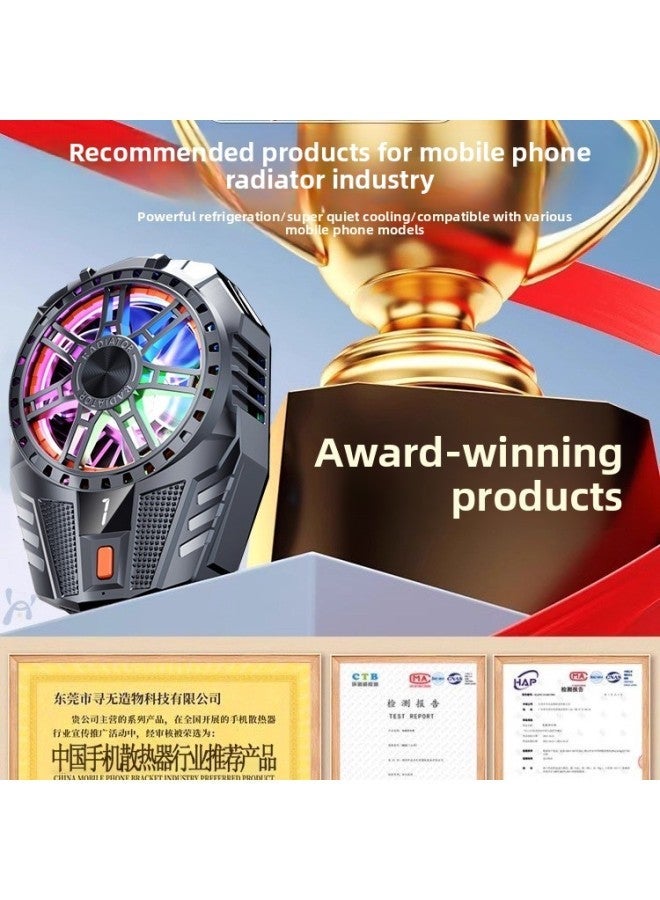 [No Plug-in Cable] Air-cooled Mobile Phone Radiator Is Suitable For Millet Black Shark Charging Back Clip Apple iphone Hua-Color:[charging Model - Black] √ Universal All Phones Hurricane Cooling Three-speed Adjustable Cool Blue Light + Finger Cot  - Image 3