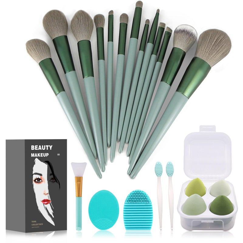 Koccido Makeup Brushes 22 Pcs Makeup Kit,Foundation Brush Eyeshadow Brush Make up Brushes Set (Green, 22 Piece Set) - Image 1
