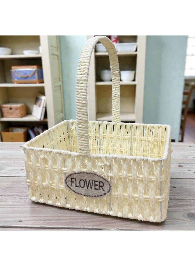 3-Pack Handwoven Storage Baskets with Handle – Decorative Flower & Picnic Baskets for Home Décor, Gift Hampers, Weddings & Parties rectangular shape - Image 4